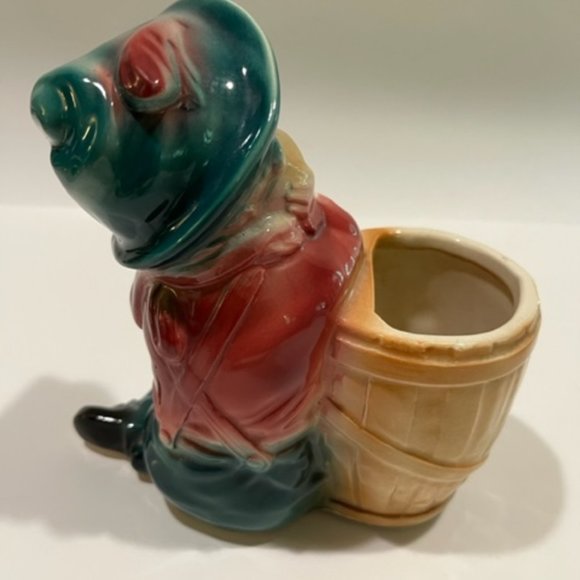 Royal Copley Ceramic MCM Boy with barrel mini planter Vintage **READ** - Picture 6 of 6